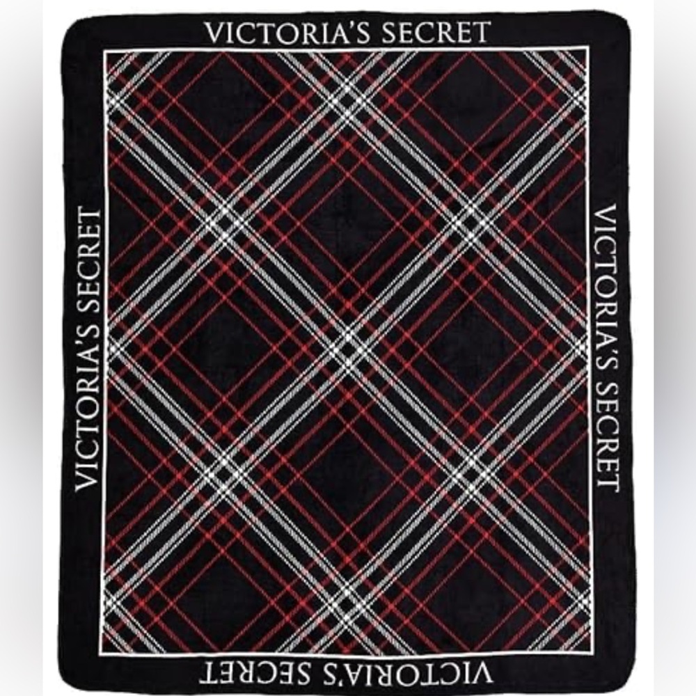 Victoria's Secret Black Plaid Blanket